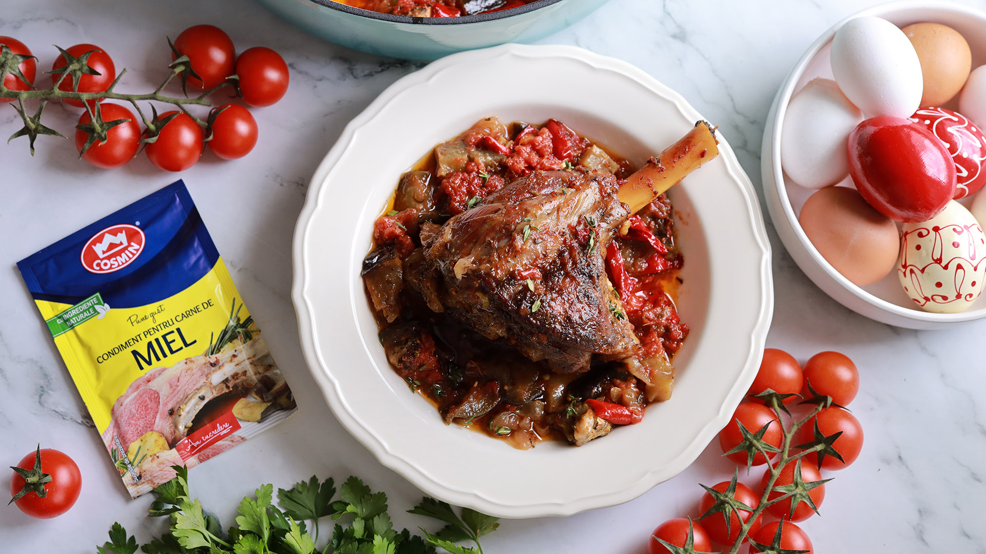 Miel cu vinete si rosii la cuptor stil turcesc