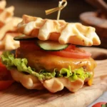 waffle burger cu vita si cheddar