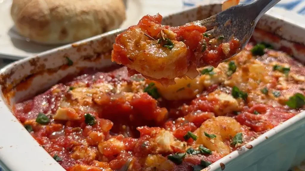 Creveți saganaki